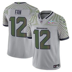 Mens or Youths Choose 12 Fan Super Bowl LX Stitched Jersey Grey Vapor